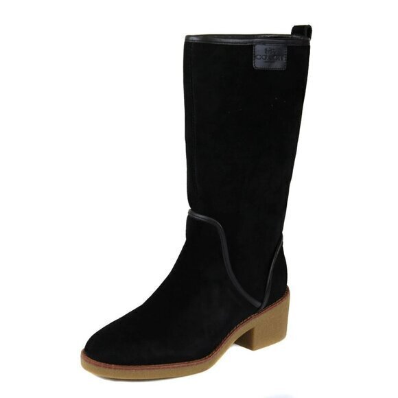 Coach Black Palmer Pull On Suede Cold Weather Boots 7 - Picture 1 of 13